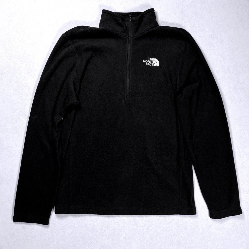 The North Face Fleece Pullover Mens Small Black Quarter Zip Mock Neck Logo
